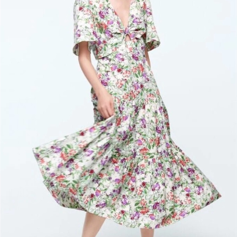 Zara Floral Cut-Out Dress